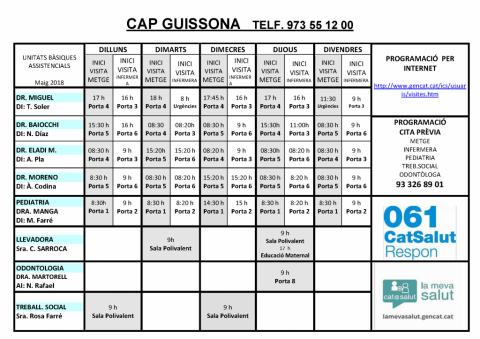 Horarios CAP Guissona