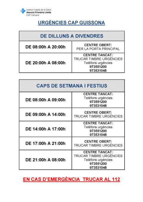 Urgencias CAP Guissona