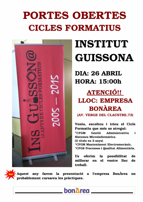 Jornada de portes obertes dels Cicles Formatius de l’Institut Guissona