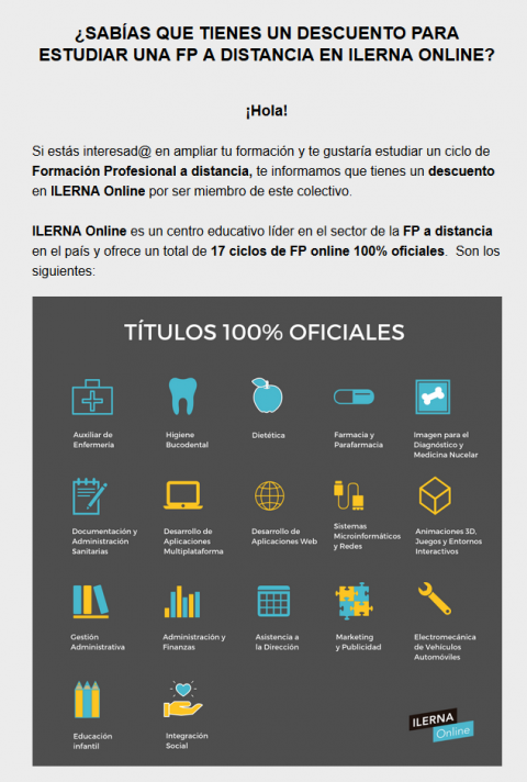 Descomptes per a estudiar una FP a distància a ILERNA