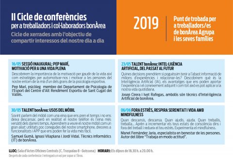 II CICLE DE CONFERÈNCIES PER A TREBALLADORS bonÀrea 2019