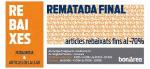 Rebaixes a la botiga d’enginyeria i medicaments: Rematada final