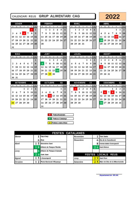 Calendaris de festius locals de Reus 2022