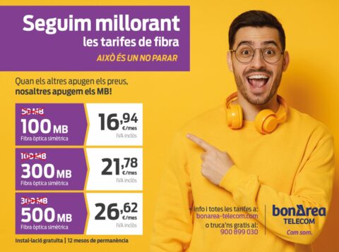 bonÀrea Telecom mejora sus tarifas de Fibra Óptica